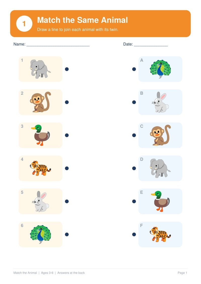 Matching sample page